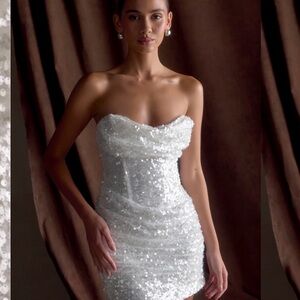 Meshki Nala White Sequin Mini Dress